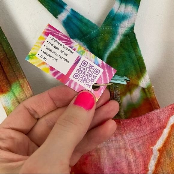 Handmade Geode Tie Dye Romper Shorts Womens XS Jumper Jumpsuit Pockets Multi - Picture 10 of 14